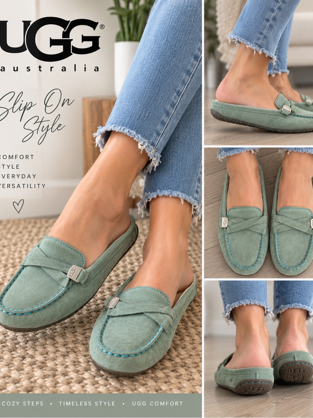 UGG Australia Women’s Size 9 Sage Green Suede Moccasin Loafers